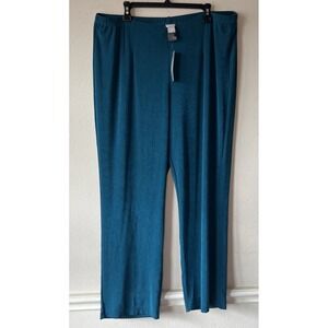 Chicos Sz 4R US 20/22 Travelers Teal Slinky Pant Women Comfy Knit Pull On New